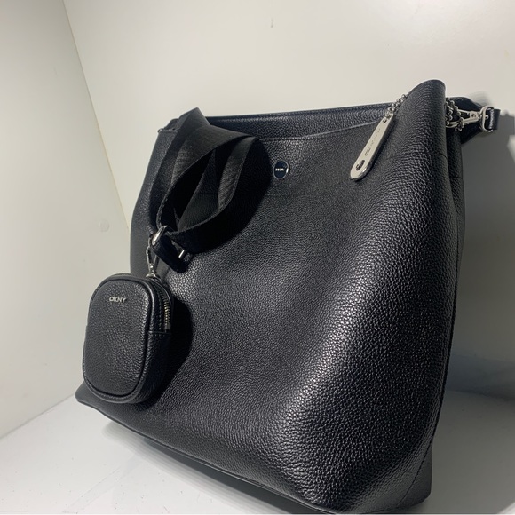 DKNY black leather bag with coin purse - Picture 3 of 4